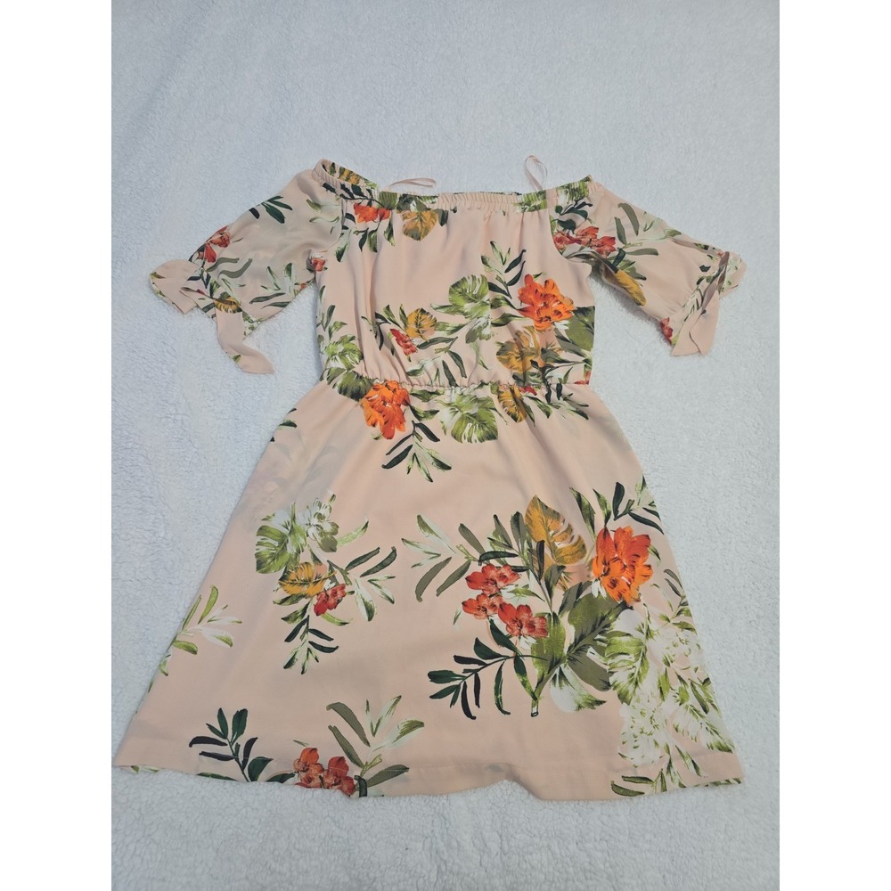 New York & Company Floral Tropical Off Shoulder Dress Size Medium